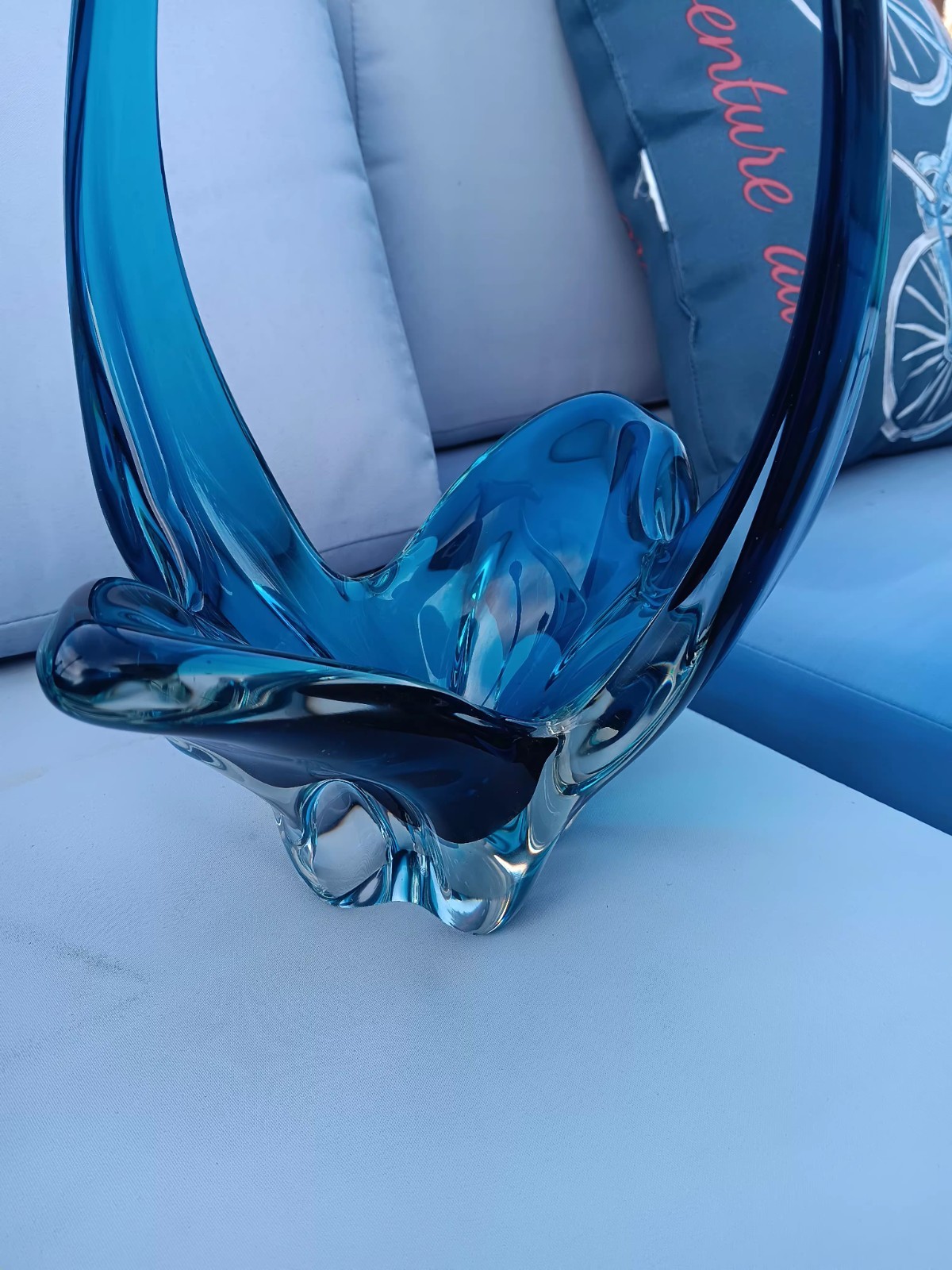 Stunning Blue Chalet Art Glass 1960s 16″ Ooak Canada Signed