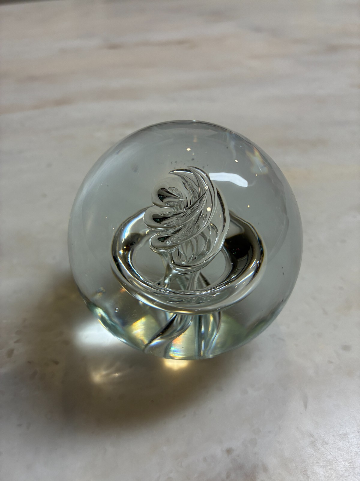 Paul Miller “Astral” Design Clear Glass Paperweight Langham England Signed