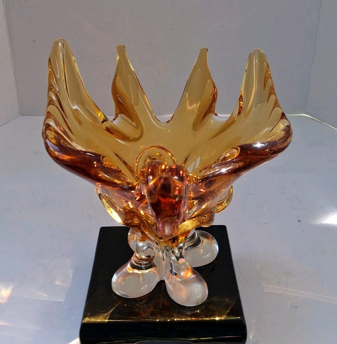 Vintage Glass Art Swan/PHOENIX; Amber/Honey; Possible “Chalet”- Canada?