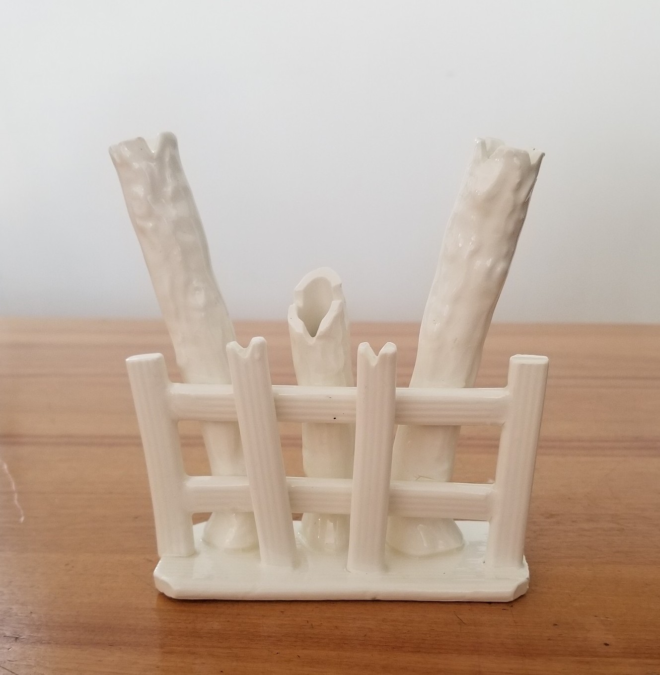 Vintage *TREE TRUNK FENCE BOUQUET MAKER BUD VASE* German?