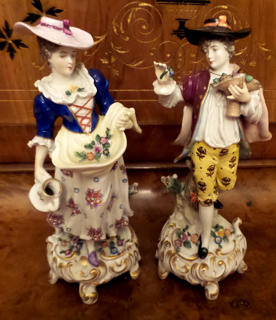 CHELSEA PAIR Porcelain Hand Painted figurines England Gold Anchor Hallmark