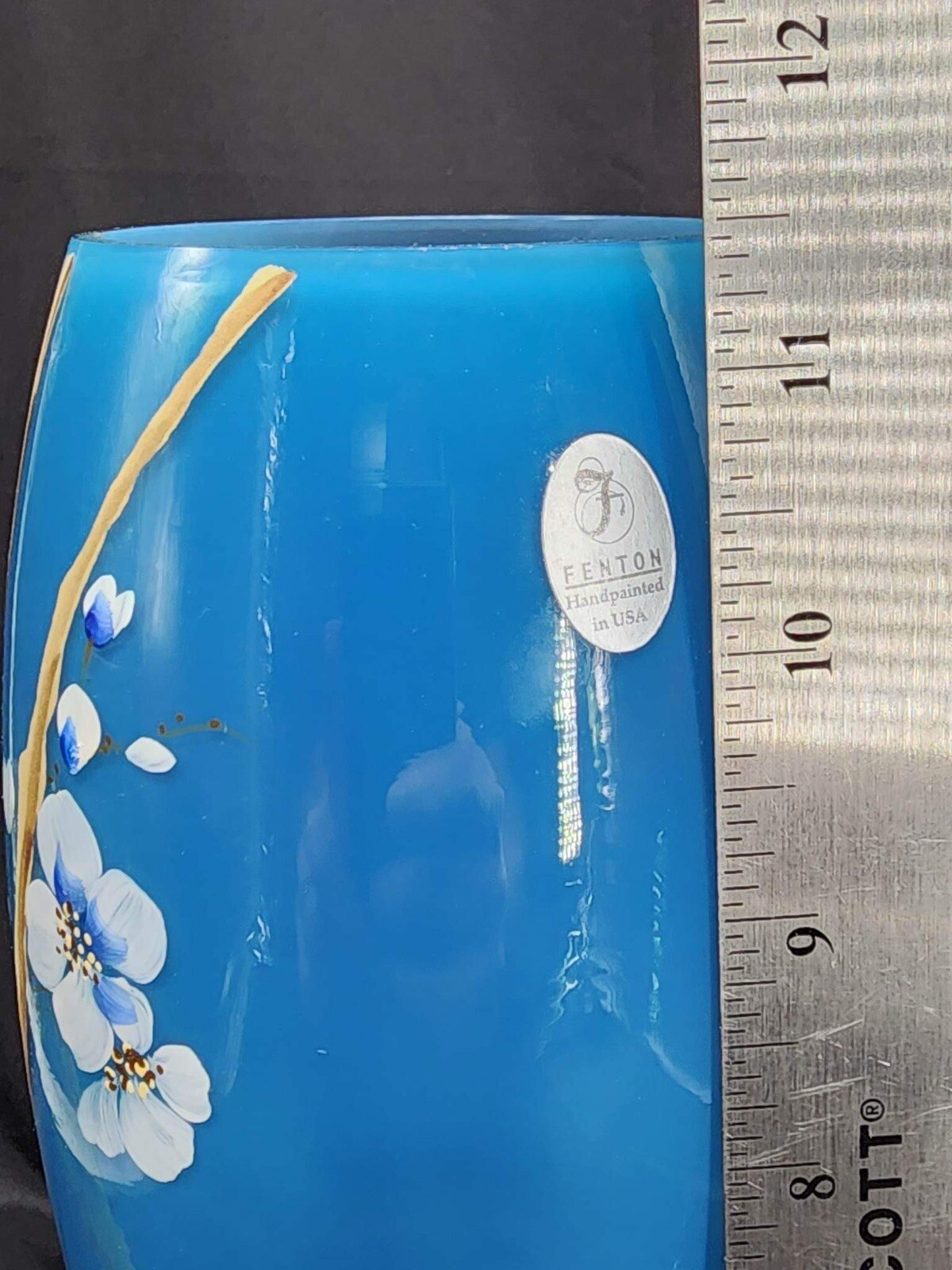 Fenton 2006 Horizon “Cherry Blossoms on Indigo Blue” 4397 3A Vase # 92/950