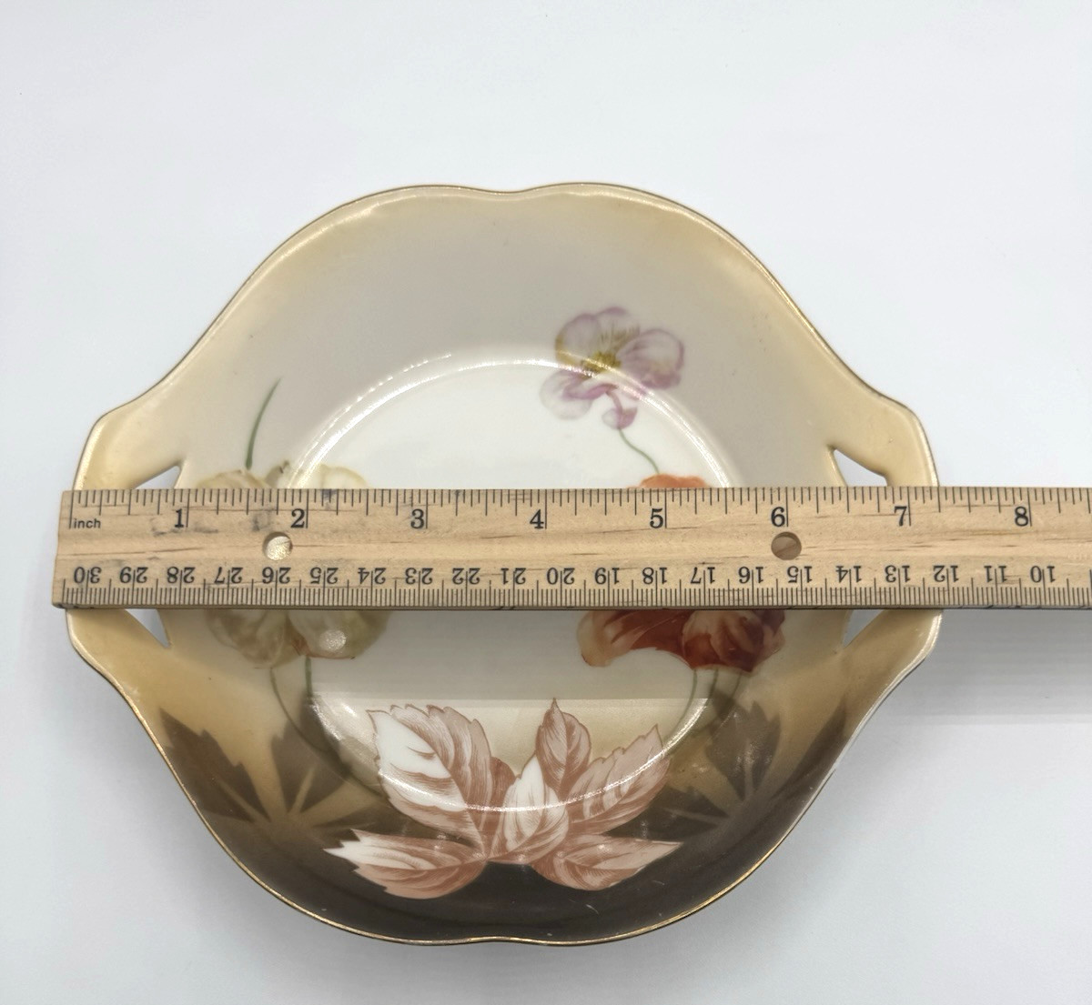 Antique RS Germany Reinhold Schlegelmilch Hand Painted Floral Gilt Plate Tray