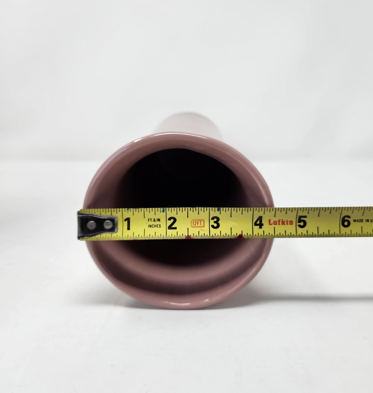 (2) HAEGER 11.5″ Mauve Column Vases 8702 Art Deco Modernist Ceramic Pottery
