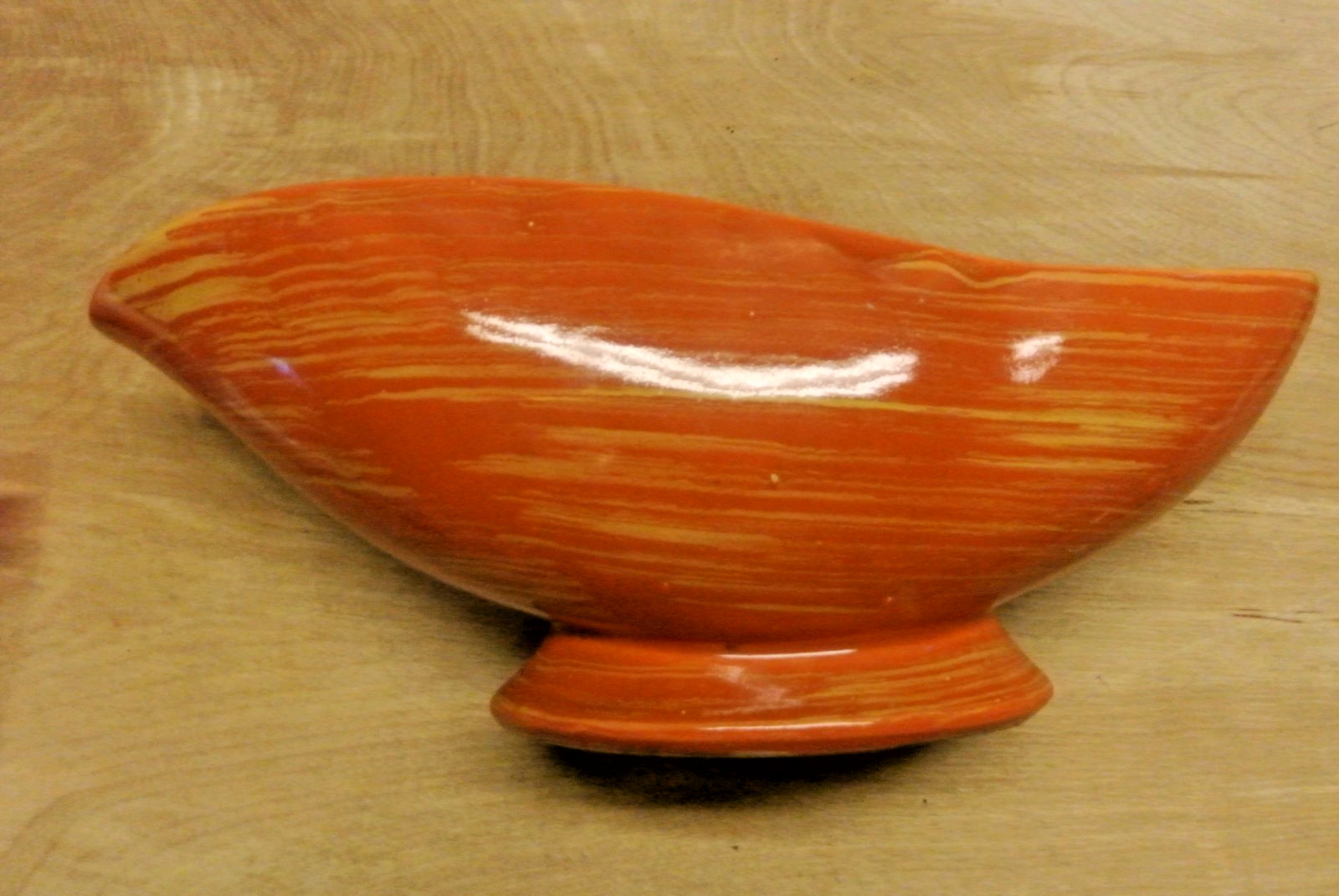 Vintage McCoy USA Orange Pottery Bowl Planter Mid Century Modern 12 1/2″