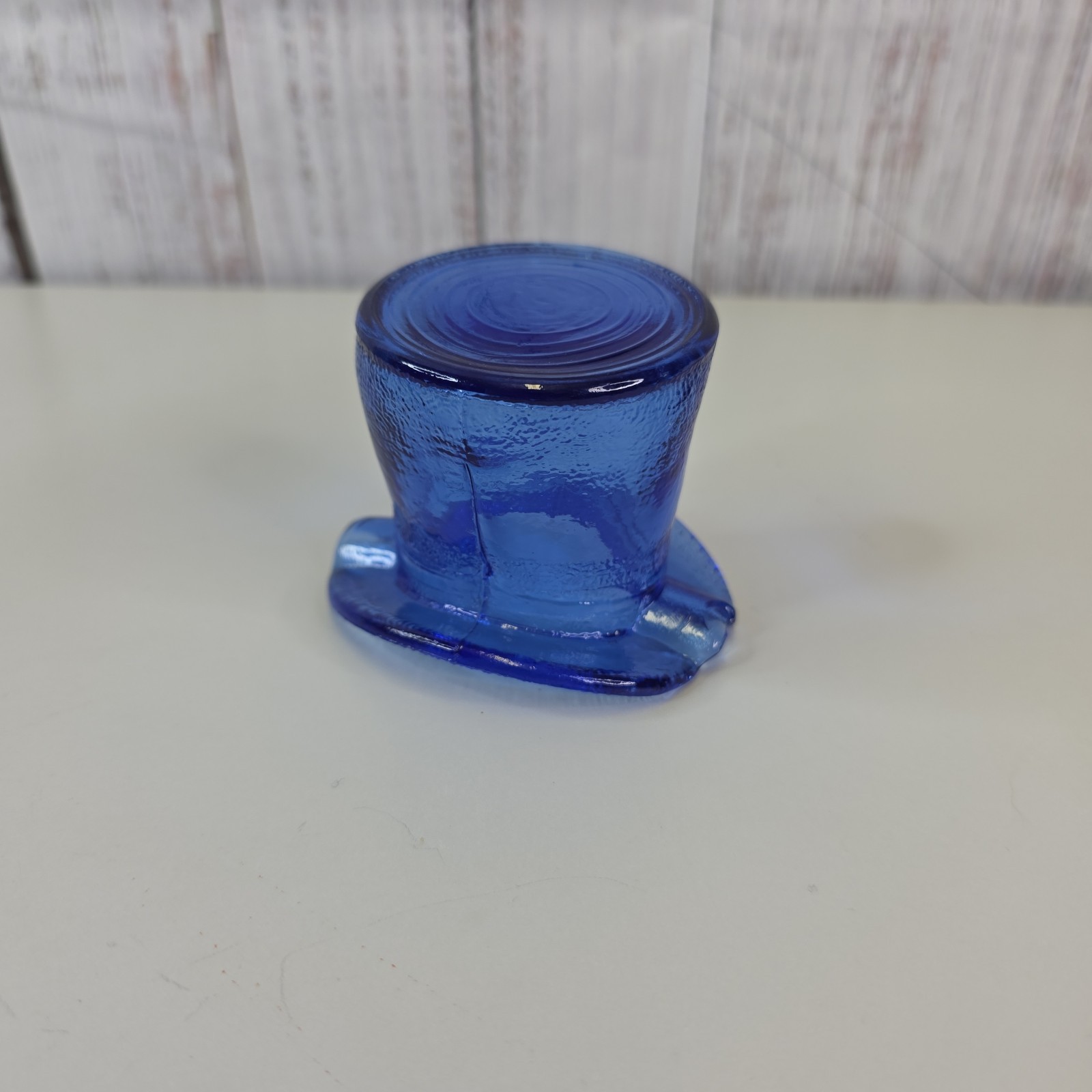 Cobalt Blue Glass Top Hat Ashtray Pipe Rest Vintage 2.5in tall Vintage