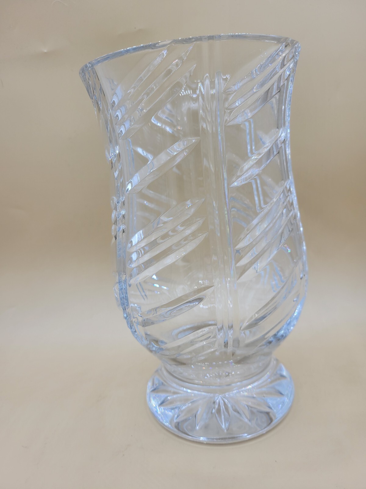 10″ Royal Doulton Cut Lead Crystal 10-Inch Vase Cross Cut Footed Heavy Quality