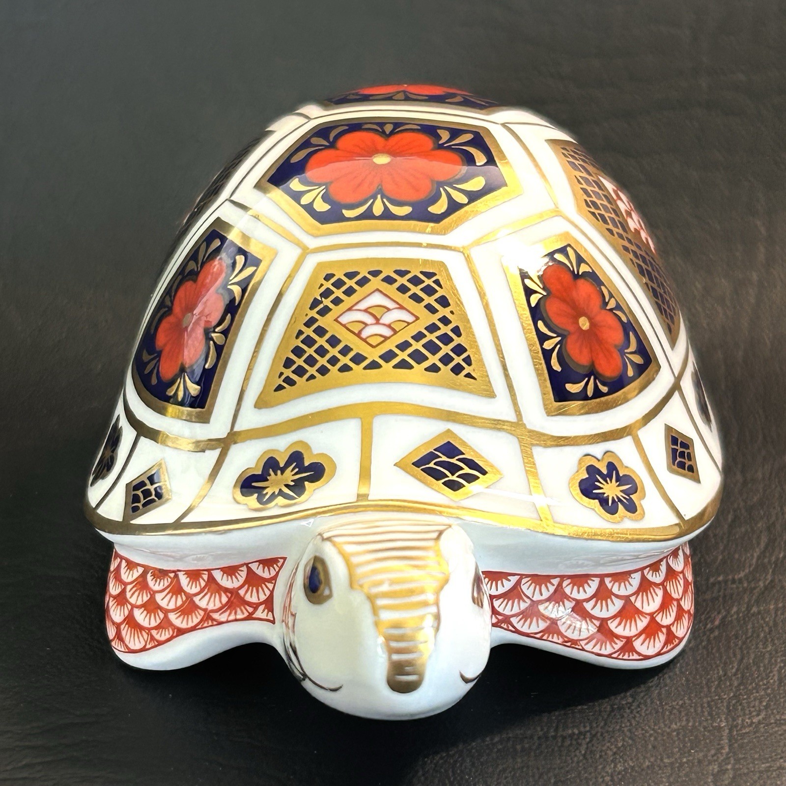 Royal Crown Derby Imari Turtle Paperweight Gold Stopper 1989 England Bone China