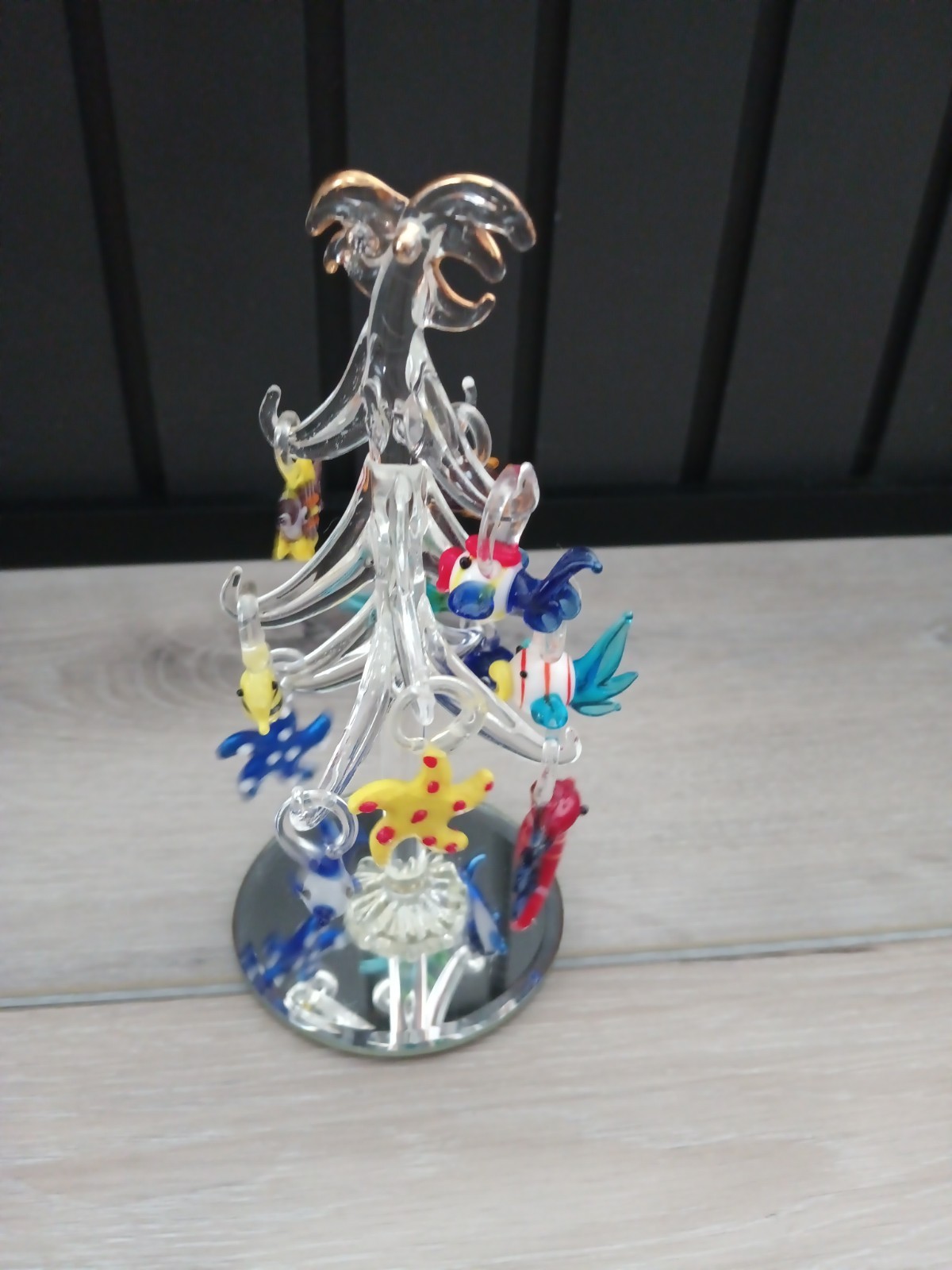 Stunning Blue Sea Life Glass Christmas Tree Hand-Blown 7.75″ Nautical Decor READ