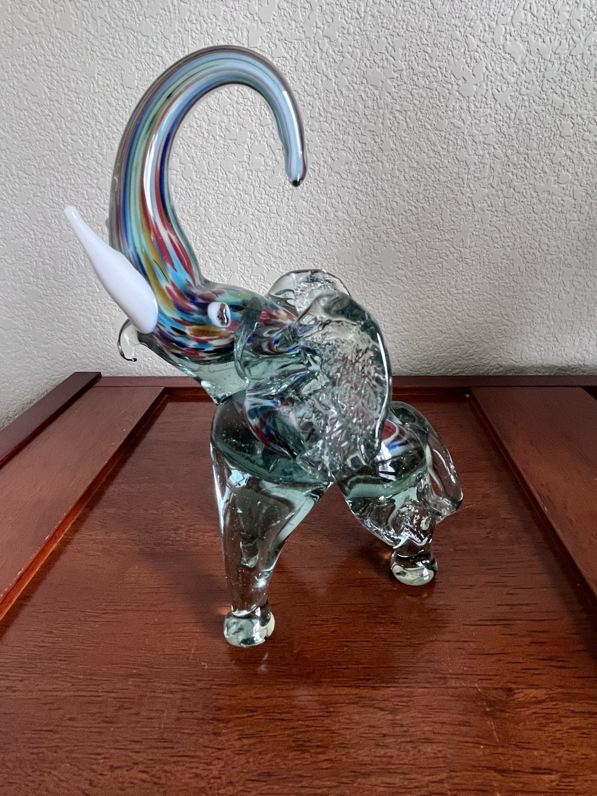 Vintage Murano Barovier Art Glass Elephant White Glass Tusks 8” Italy