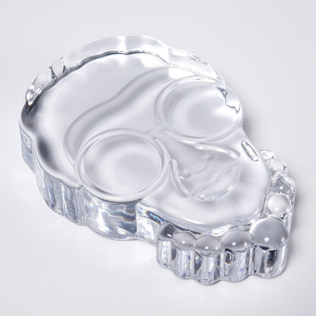 Nude Glass Clear Crystal Iris Apfel Visage Block Paperweight in Original Box
