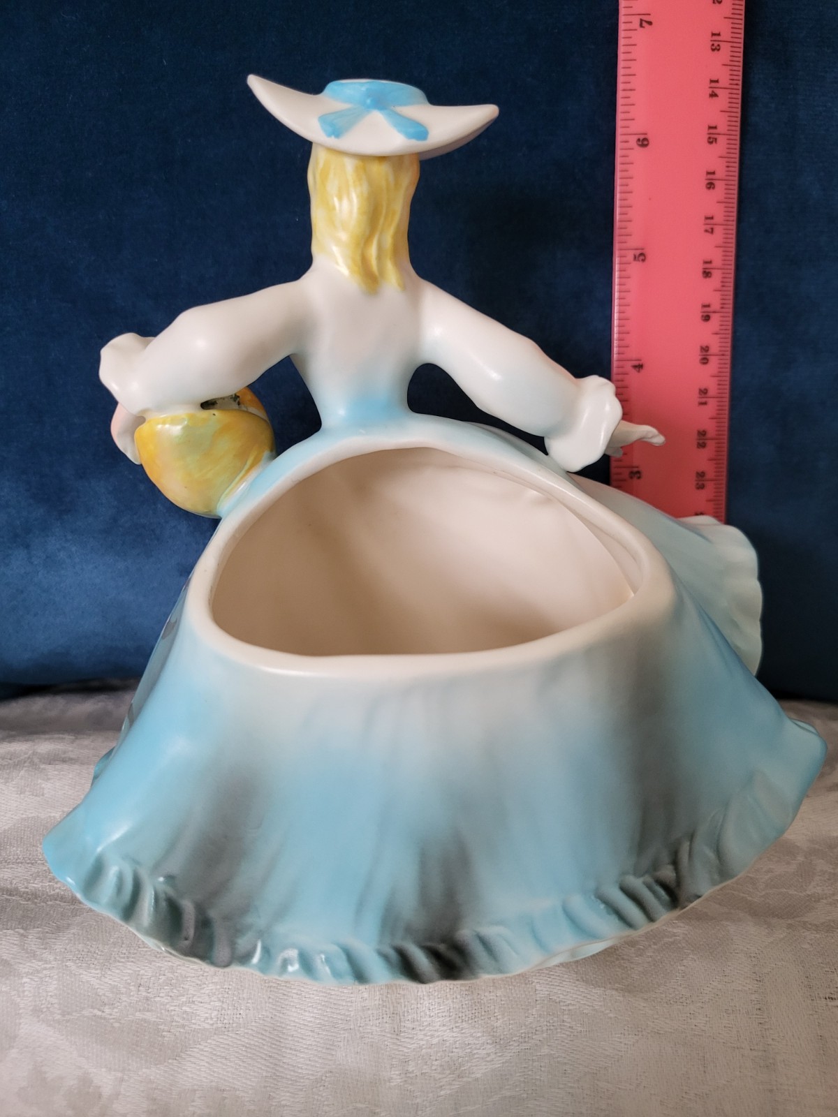 Vintage Lefton Southern Belle with hat porcelain planter vase 3000/B 1950s