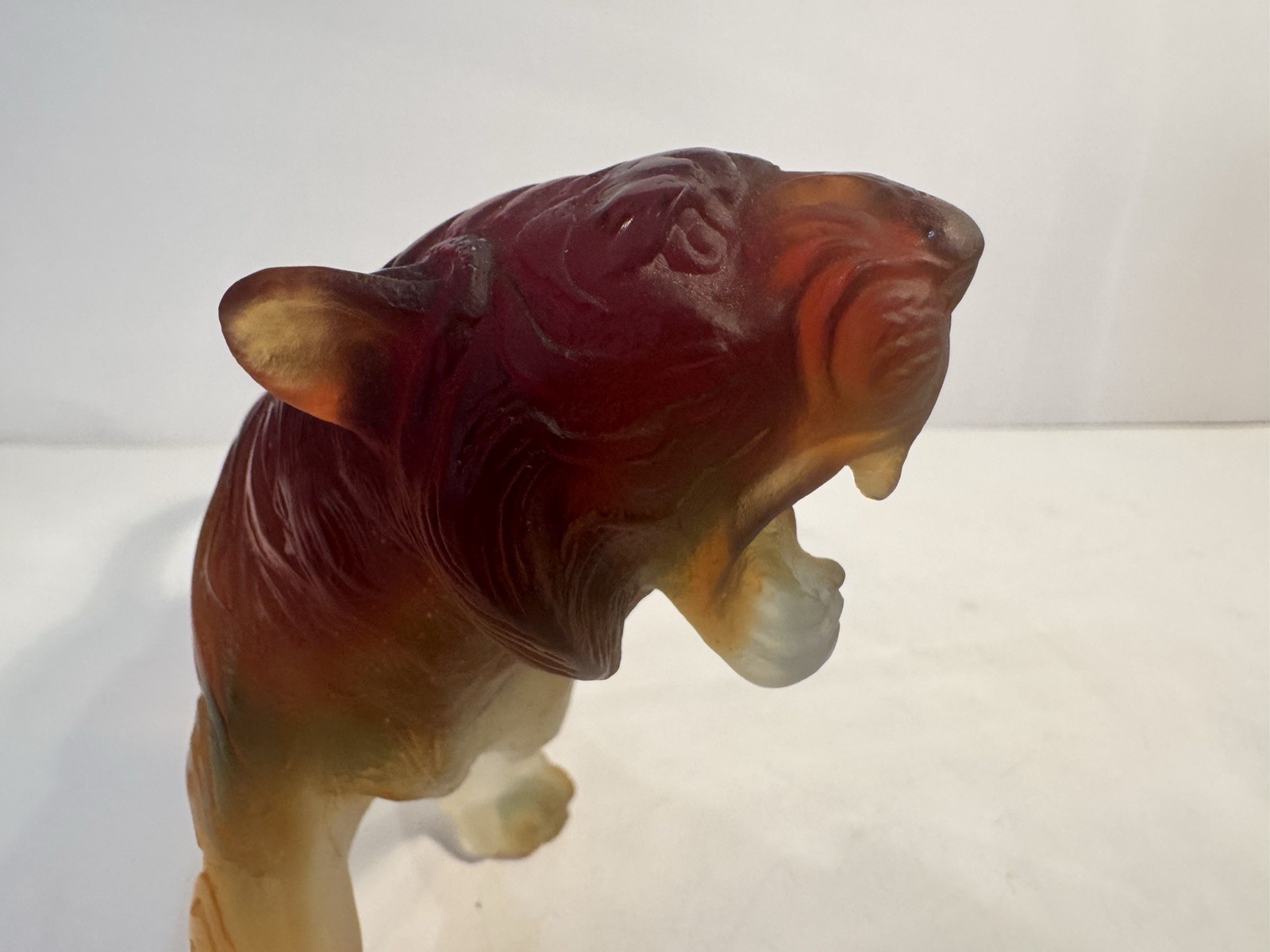 Daum Pate De Verre 11.5” Roaring Bengal Tiger Amber Perfect Retail $3,480
