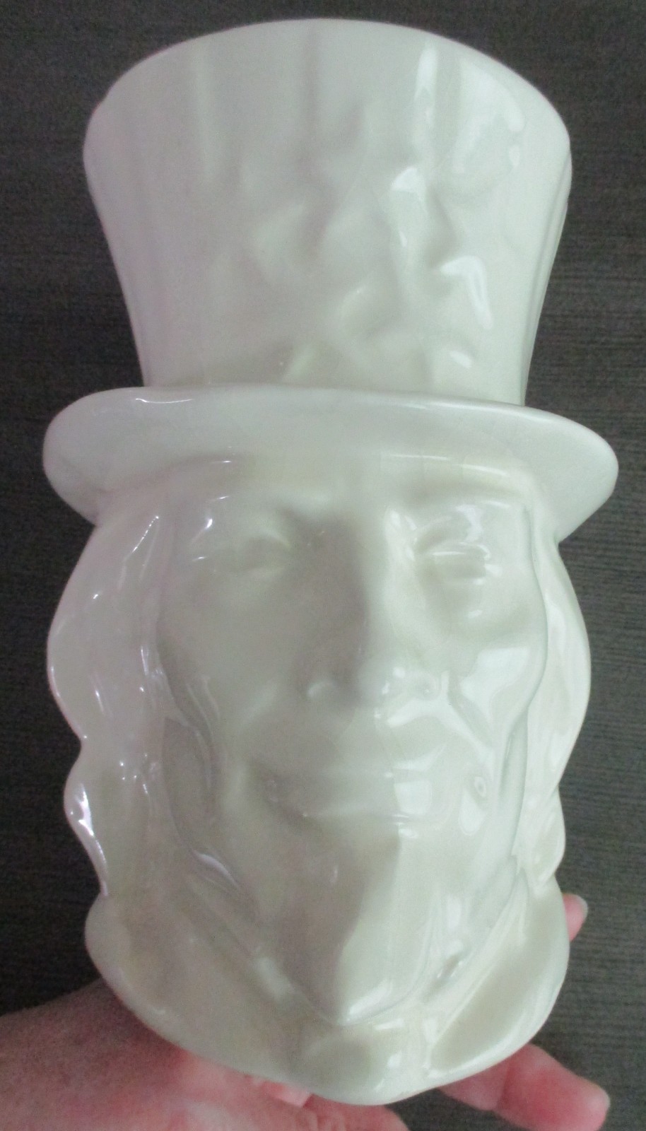 McCoy Pottery Uncle Sam Head Pottery Ceram Vase Planter White Vintage 7 1/4″ H