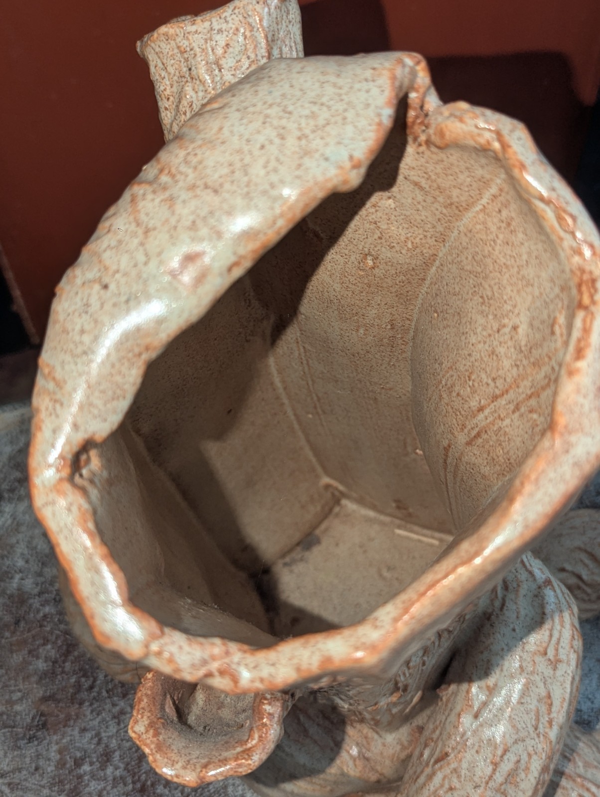 Amazing Large Tree Stump / Root Studio Pottery Vase or Planter Signed MRS
