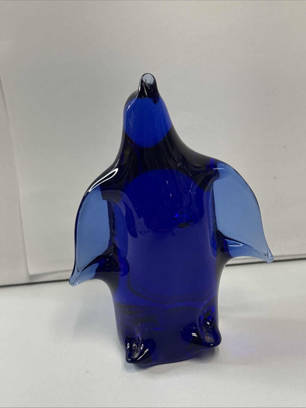Vintage Handmade Hand Blown Glass Penguin Figurine Cobalt Blue