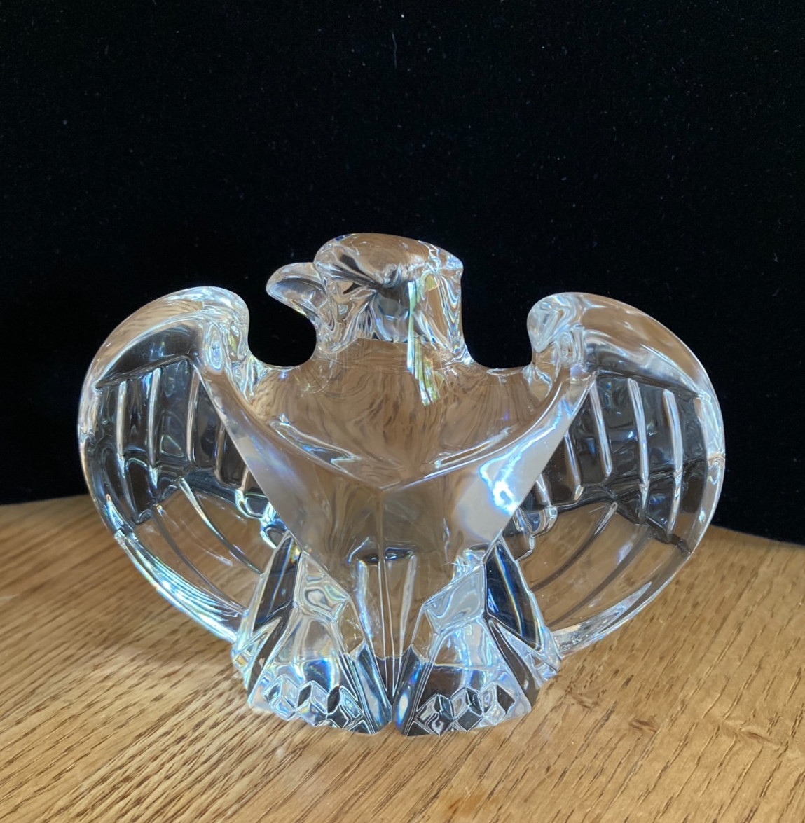 Steuben Signed Crystal Bald Eagle Lloyd Atkins Textured Sculpture Paperweight