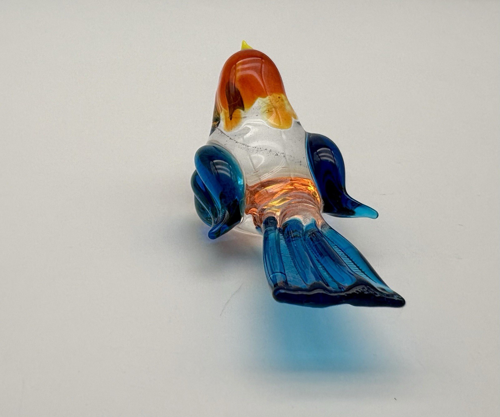 Vintage Small Hand Blown Glass Bird Figurine Decor Multicolored Tiny Miniature