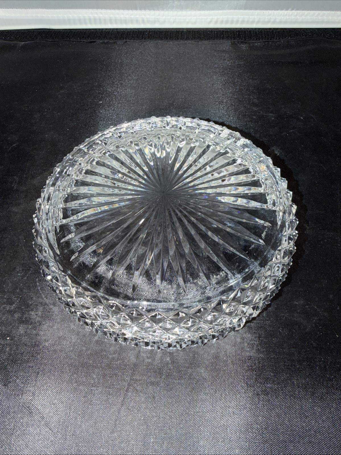 Vintage MCM Crystal Cut Glass 6″ Ashtray Cigarette Cigar Very HEAVY