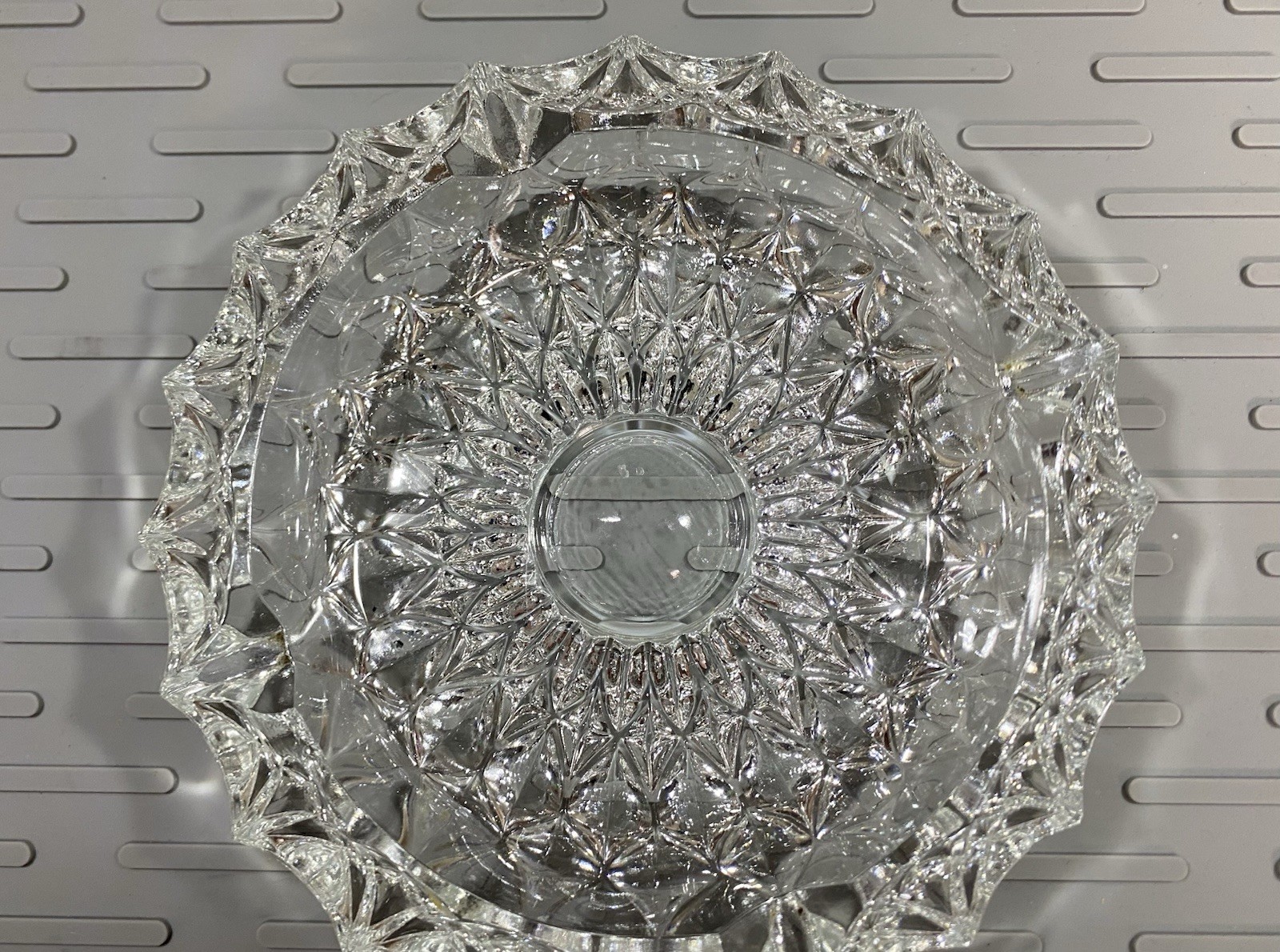 Vintage Crystal Cut Ashtray- Heavy Glass