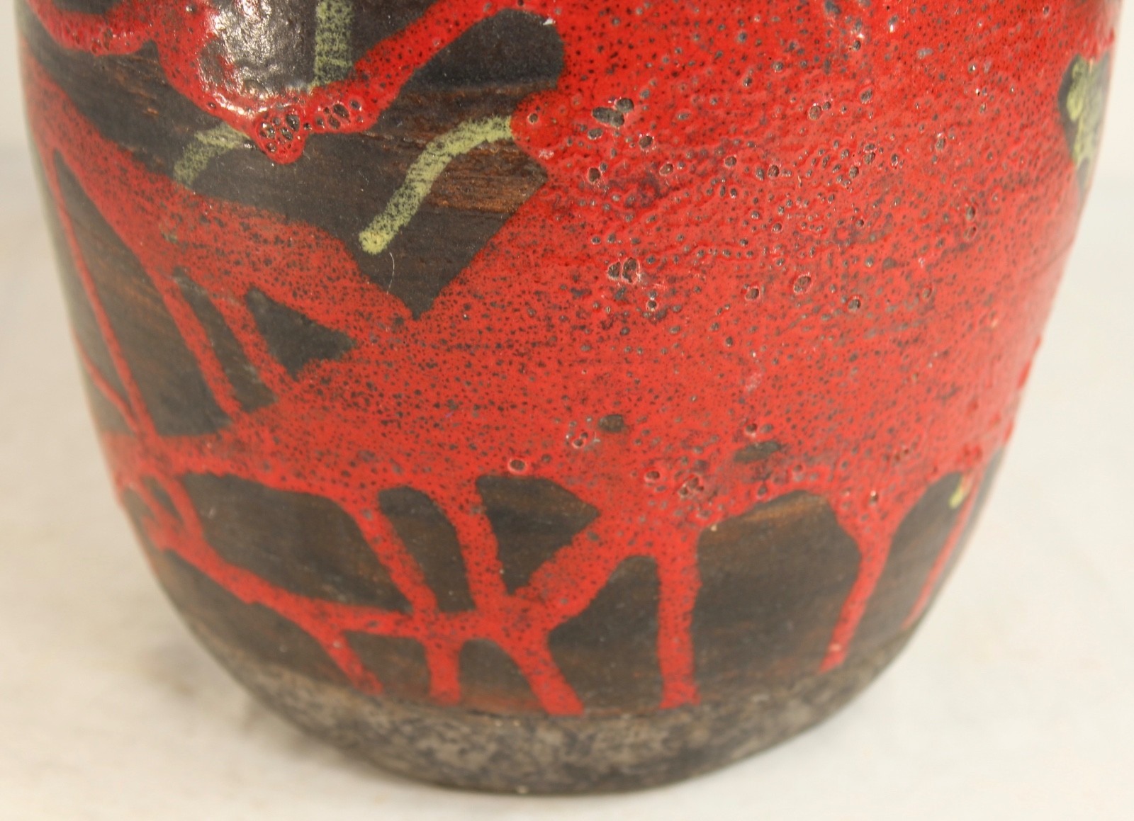 Vintage Studio Art Pottery Vase Signed Illegibly Abstract Colorful Designs Odd
