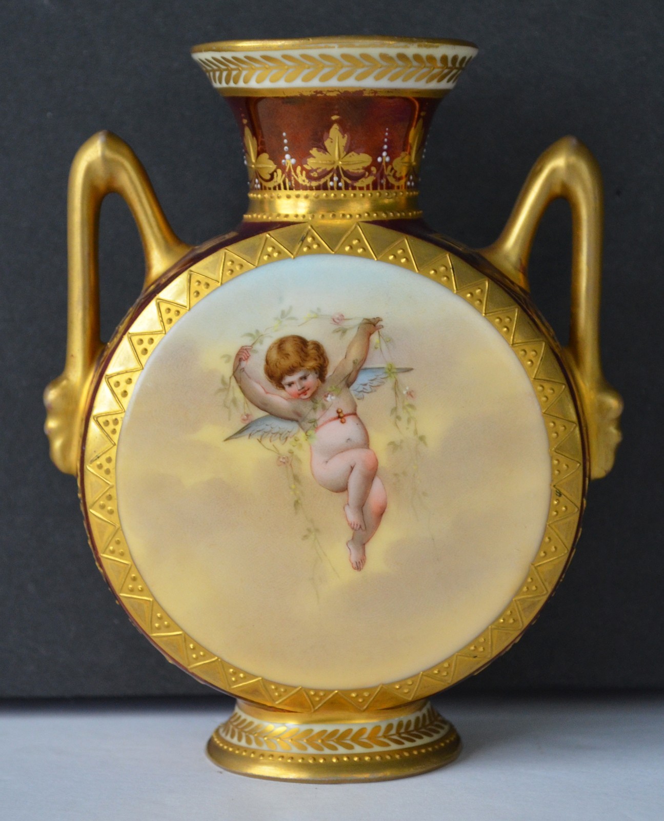 Royal Vienna Wagner Nymphe Amor Gold Encrusted Vase