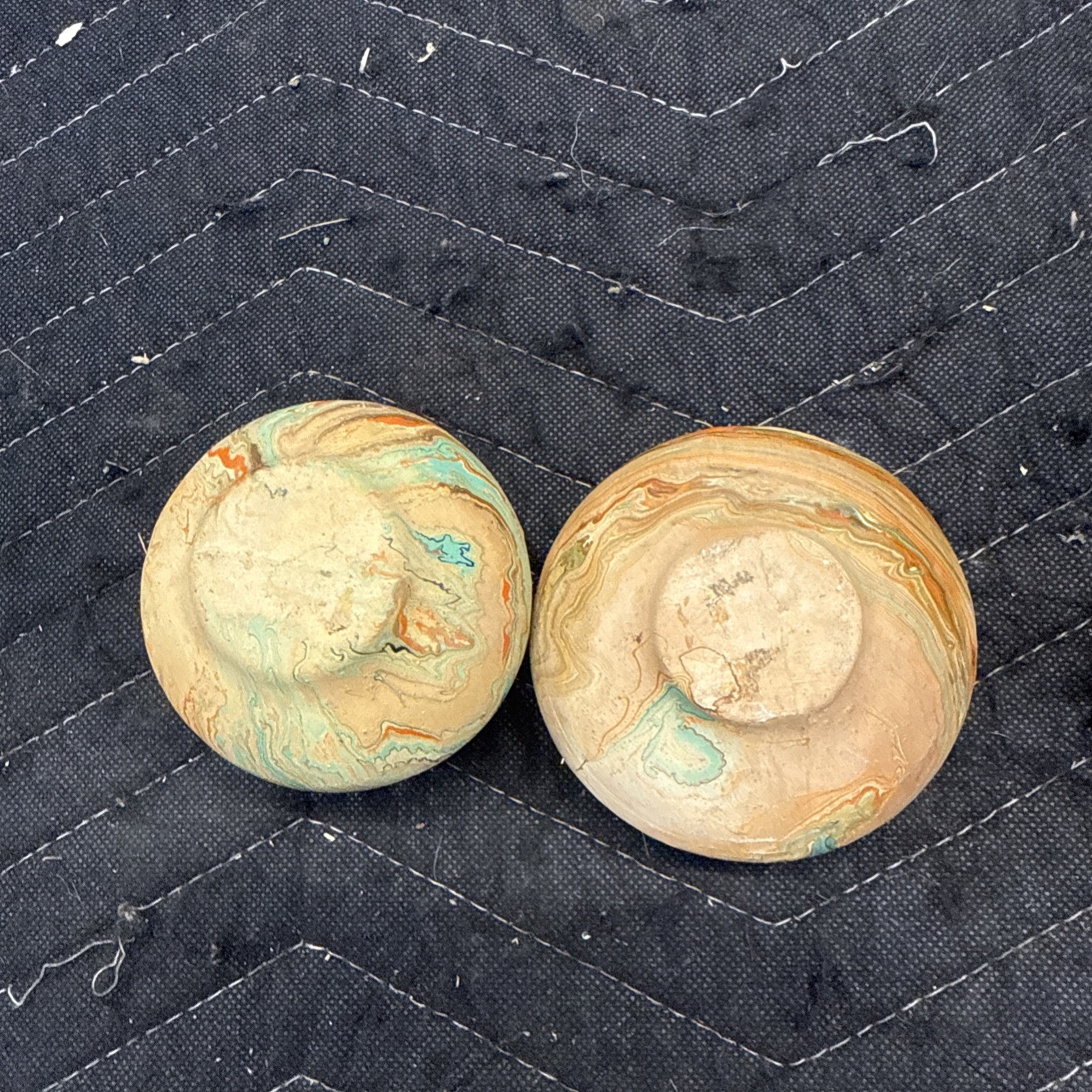 2 Unmarked Handmade Mini pottery vases
