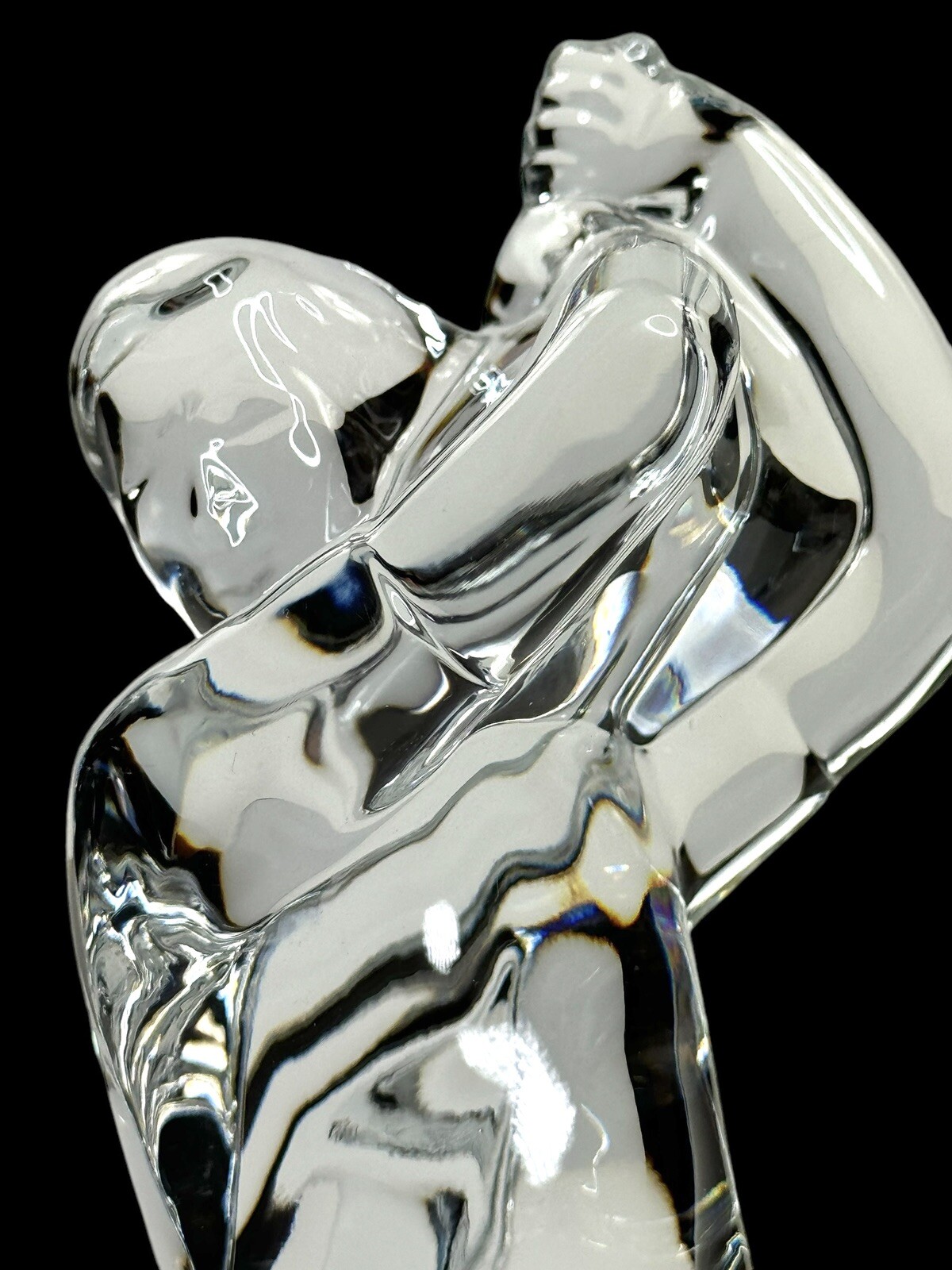 BACCARAT Clear Crystal Sculpture Male Golfer France 9.5 Inches Tall
