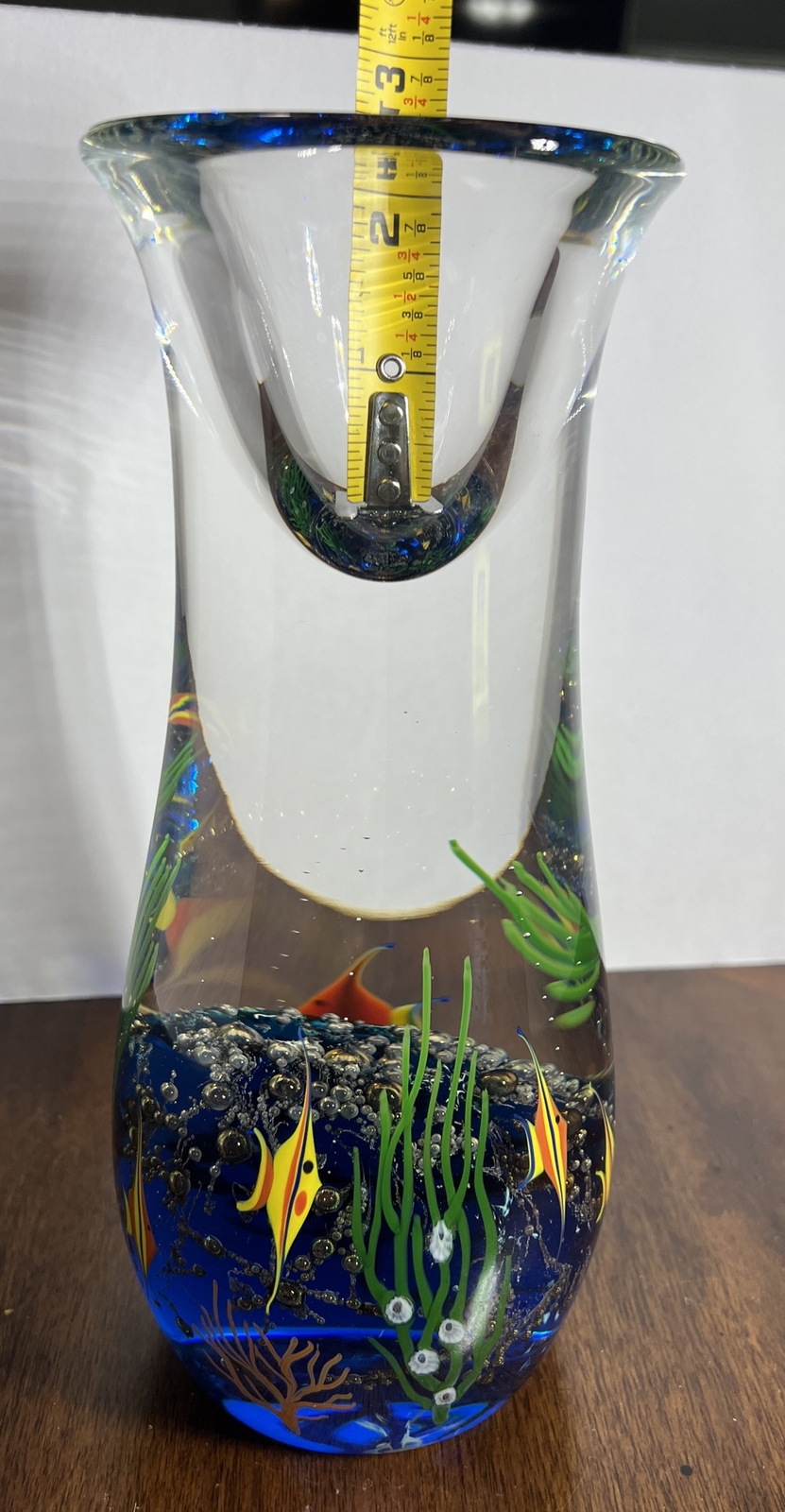 Vtg. RARE ZELLIQUE STUDIO AQUARIUM Fish 9.25”Art Glass Paperweight by J MOREL