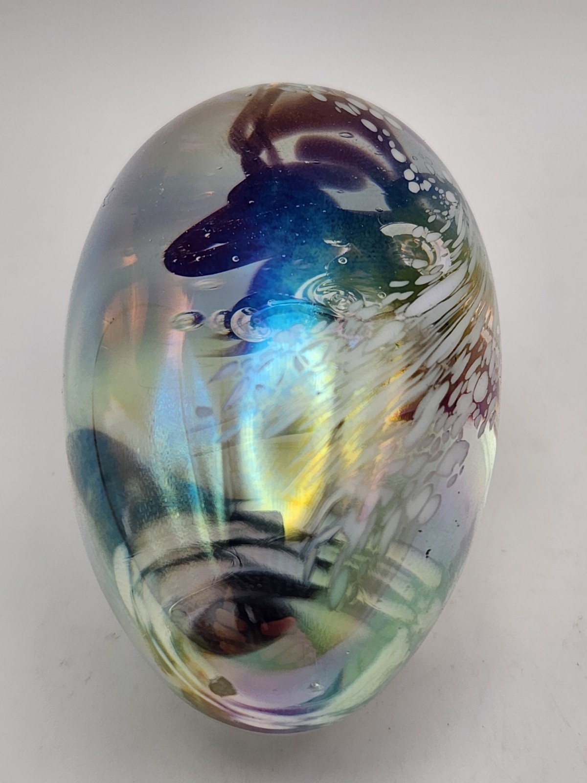 Vintage 1983 GES Glass Eye Studio MSH Mount St Helen Ash 2.5″ Egg Paperweight