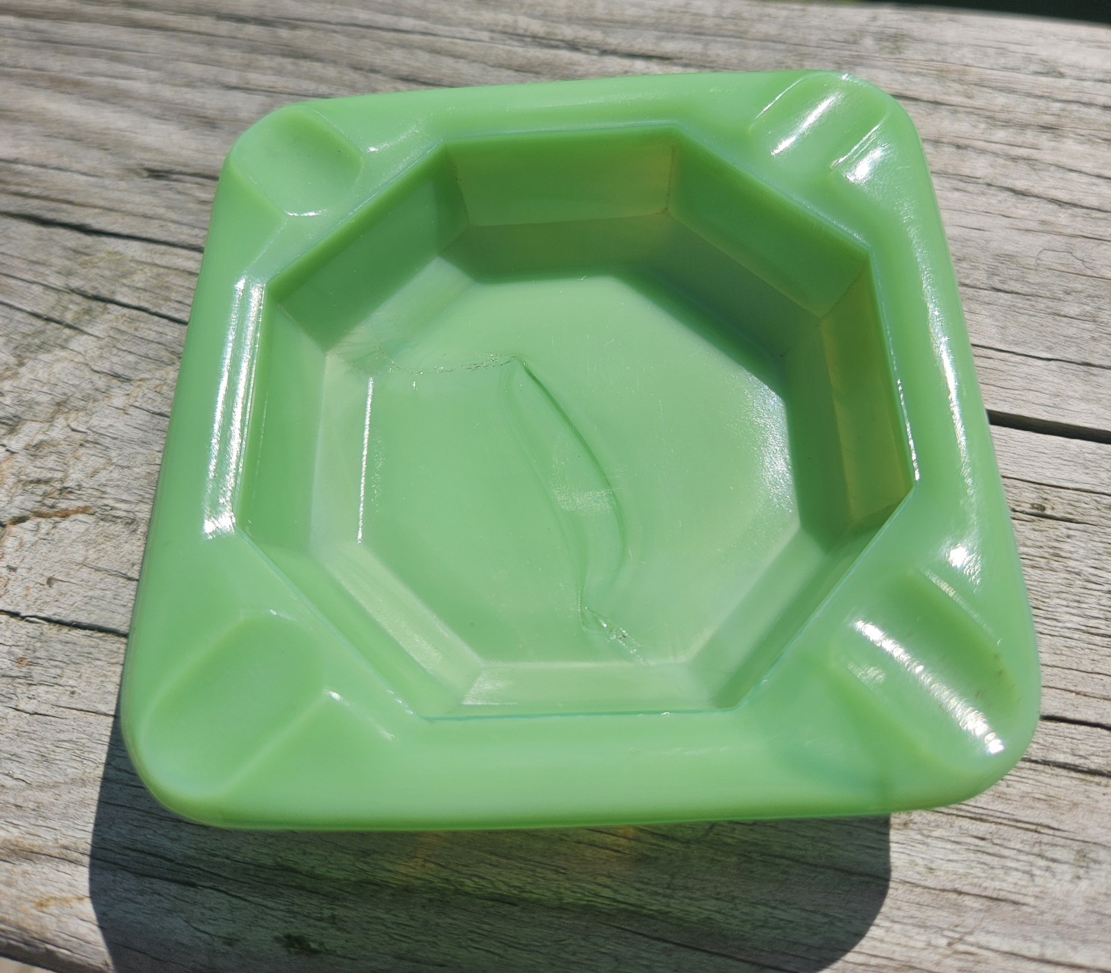Akro Agate Ashtray Jadeite Jade Green Glass