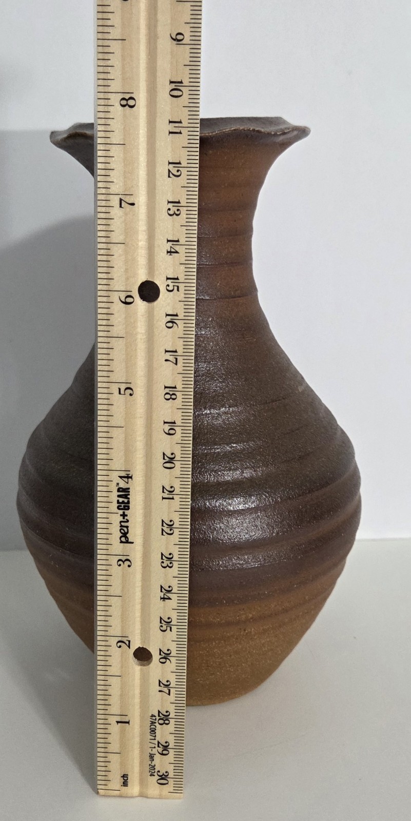Vintage Jarrett West Studio Pottery Ribbed Stoneware Vase 2006 Santa Fe NM 8″