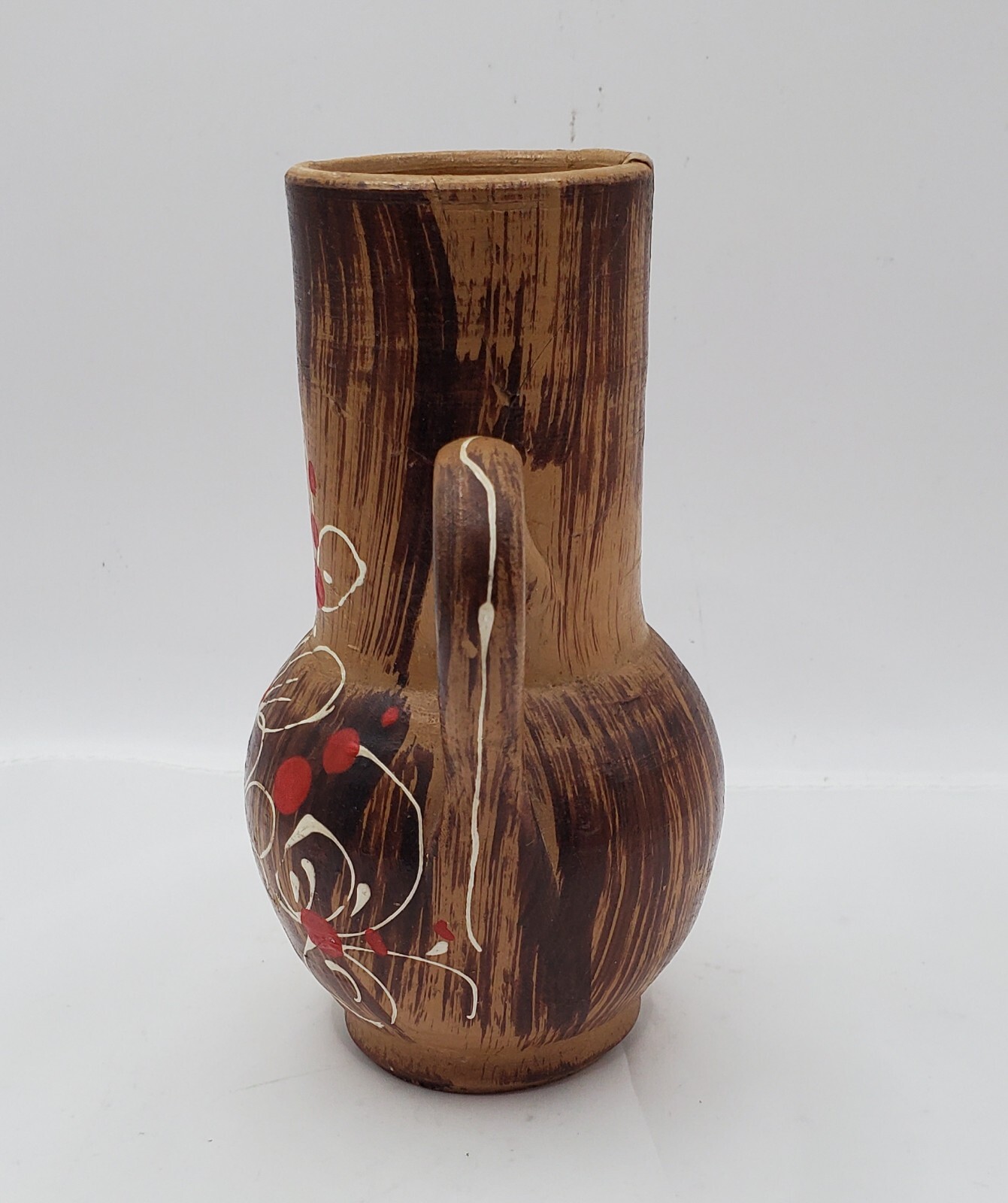 As Is , NORLEANS Made In Italy Trophy Floral Style Pottery Vase 6″ See Photos