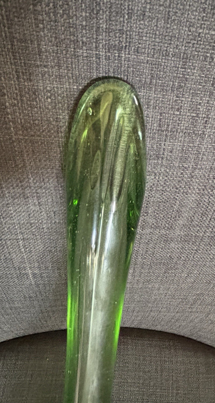 Vintage Mid-Century Green Swung Glass Vase 20” Tall MCM