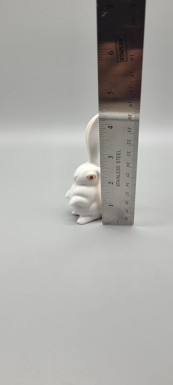Vintage Herend Hungary White Bunny Rabbit One Ear Up One Ear Floppy Red Eyes