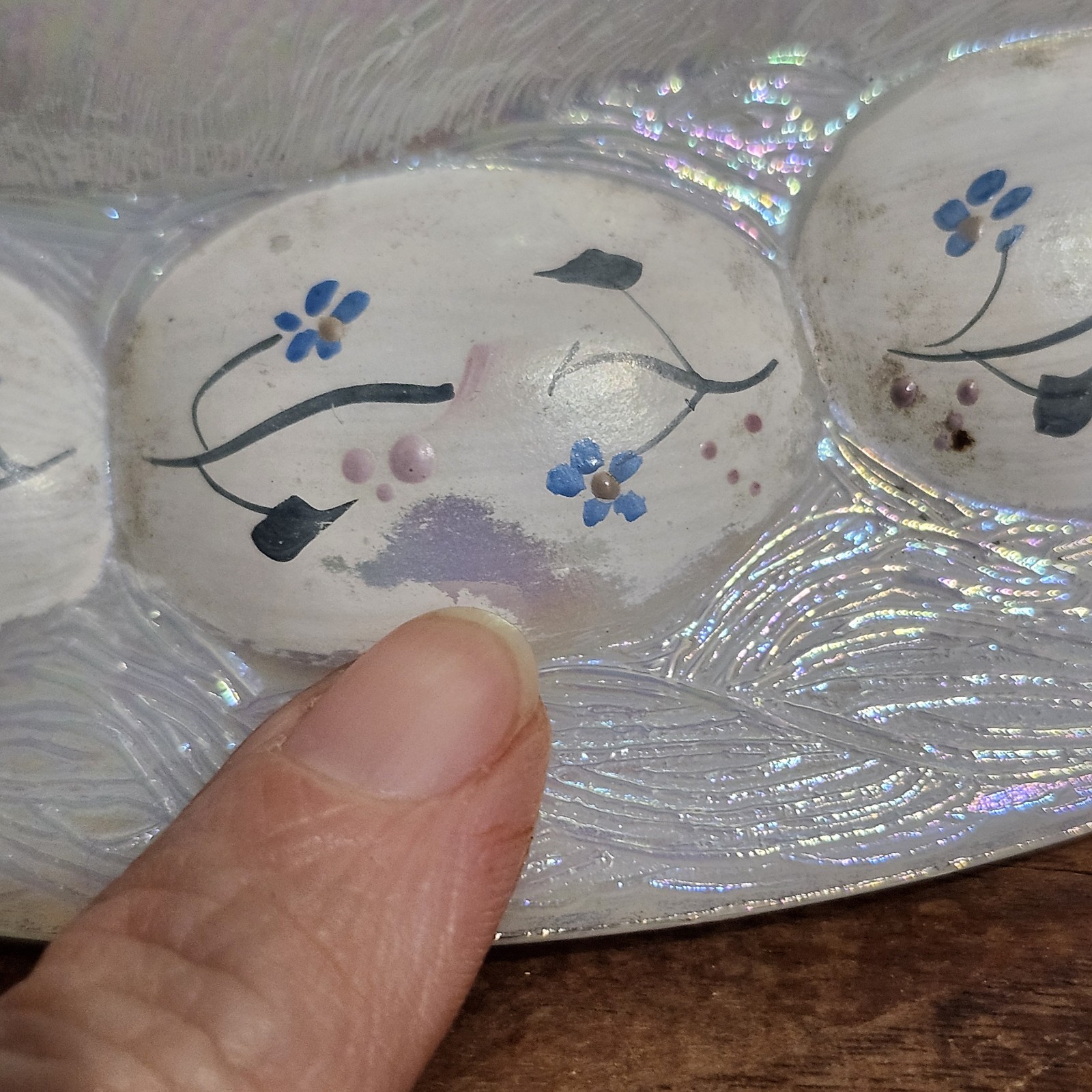 Fenton Glass Handpainted Signed White Bunny On Nest REPLACEMENT LID ONLY READ