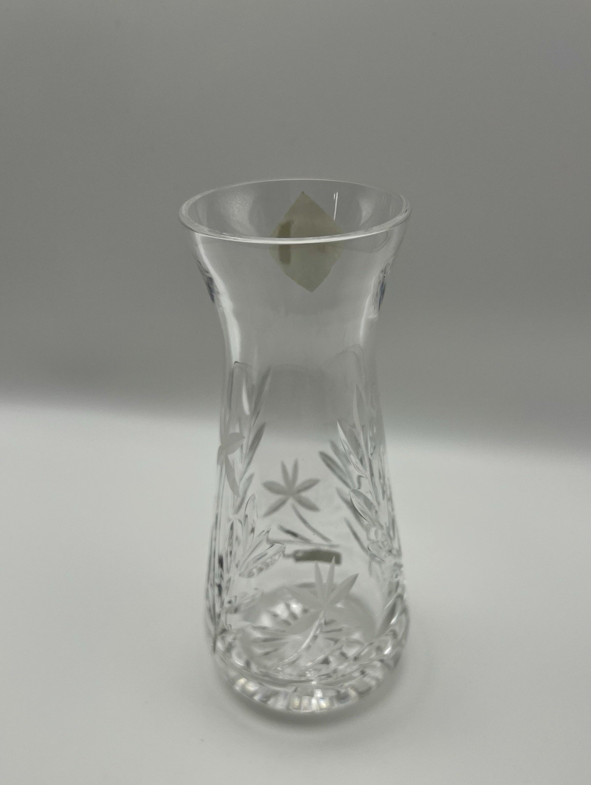 Vintage Edinburgh International Crystal Bud Vase Floral Etched Daisy