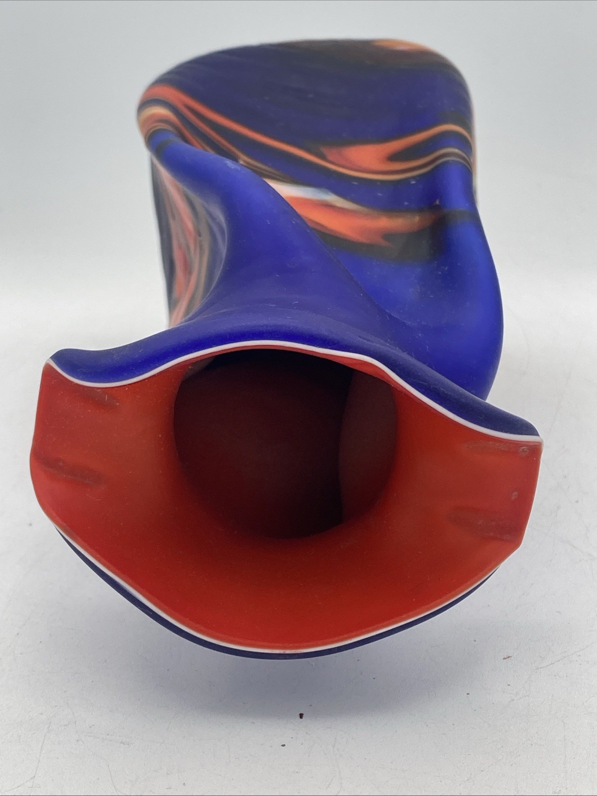 Baijab Glass Vase ~9″ Blue & Red Hand-Blown Art Glass – Azerbaijan Russia