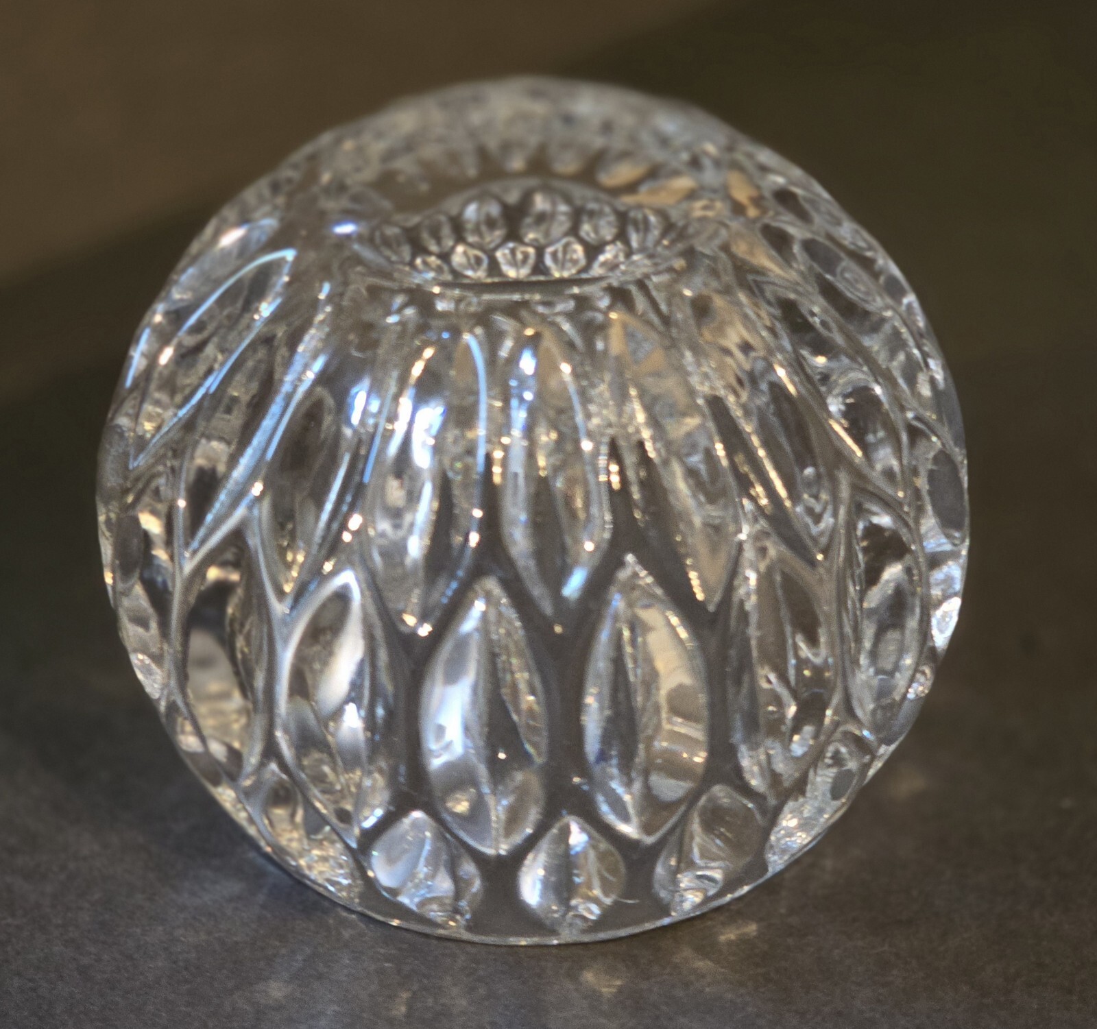 Teardrop Pressed Crystal Glass Votive Candle Holder Vase Silver Banded Elegance