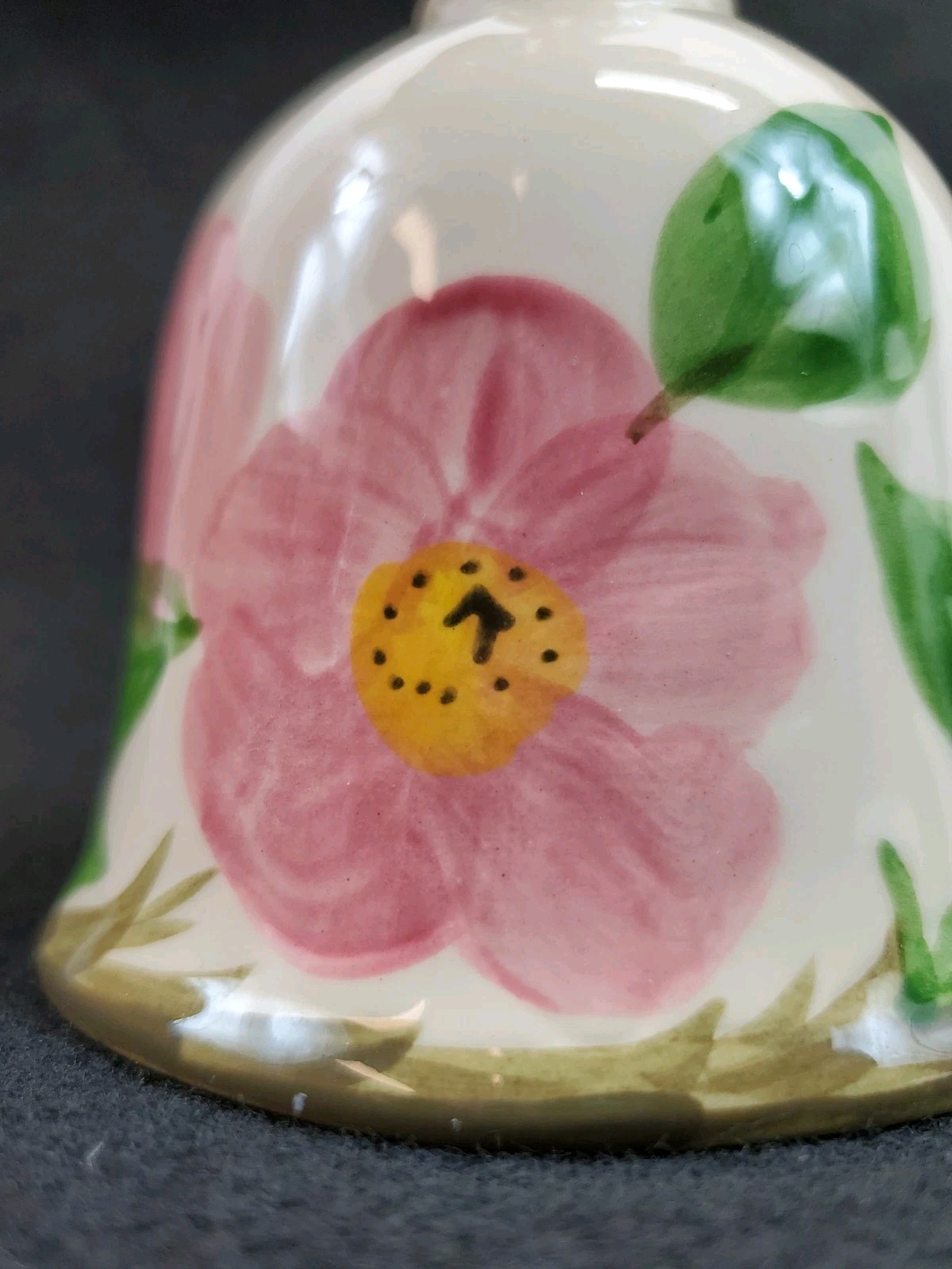 VTG Franciscan Desert Rose Porc. Dinner Bell Stamped Flying F 6” Granny Cottage