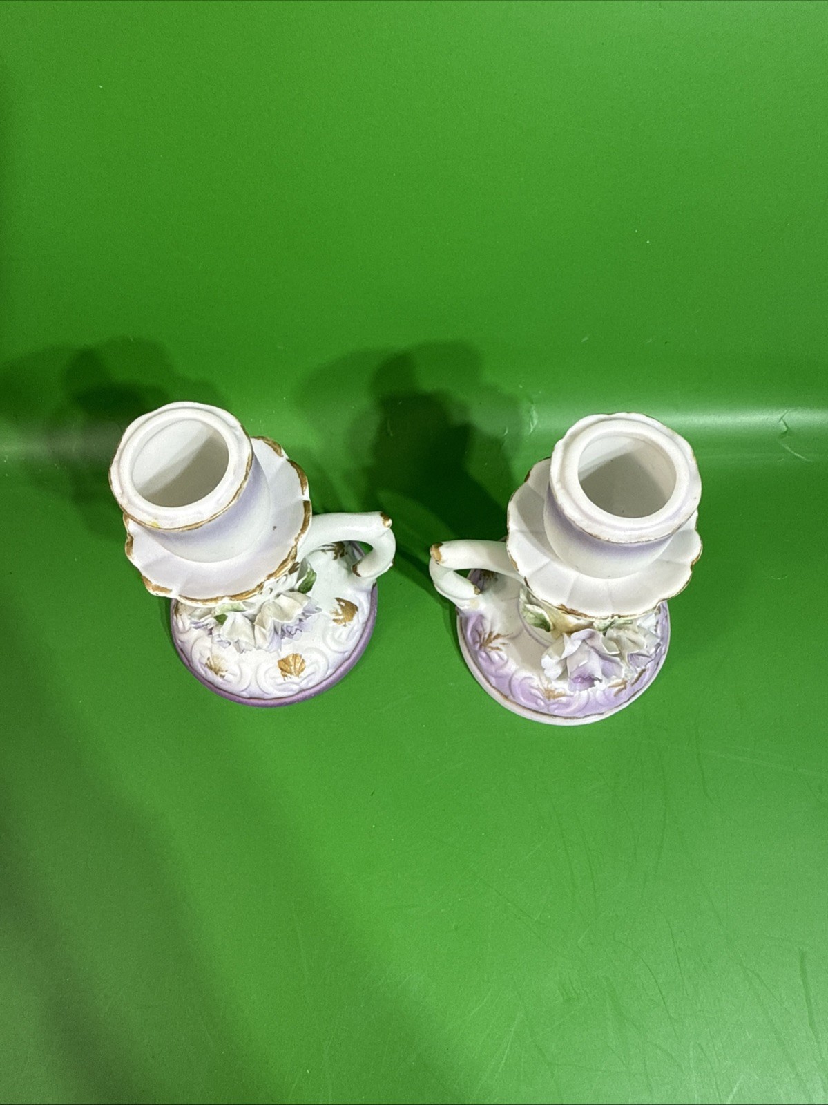 2 Vintage Ornate CandleStick Holders With Flowers
