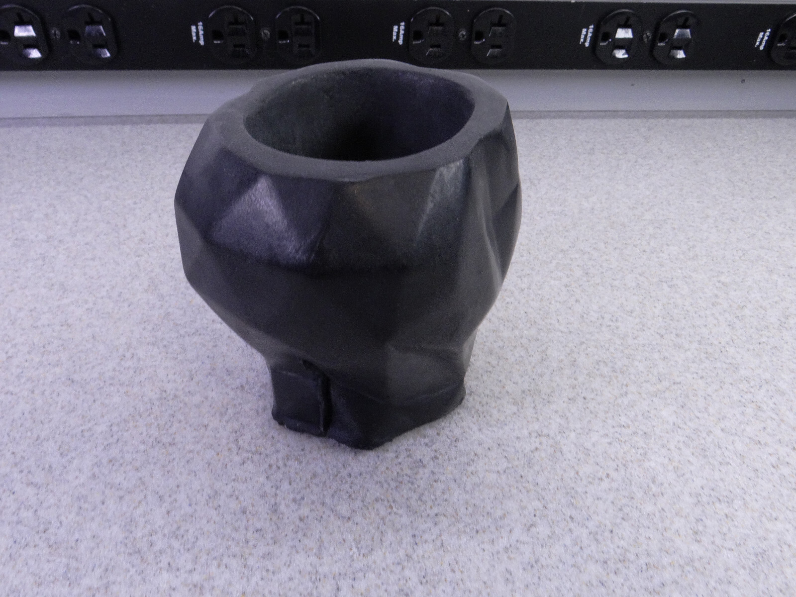 Modern Contemporary Face Planter/Vase Cubist Style Geometric Head Black Small