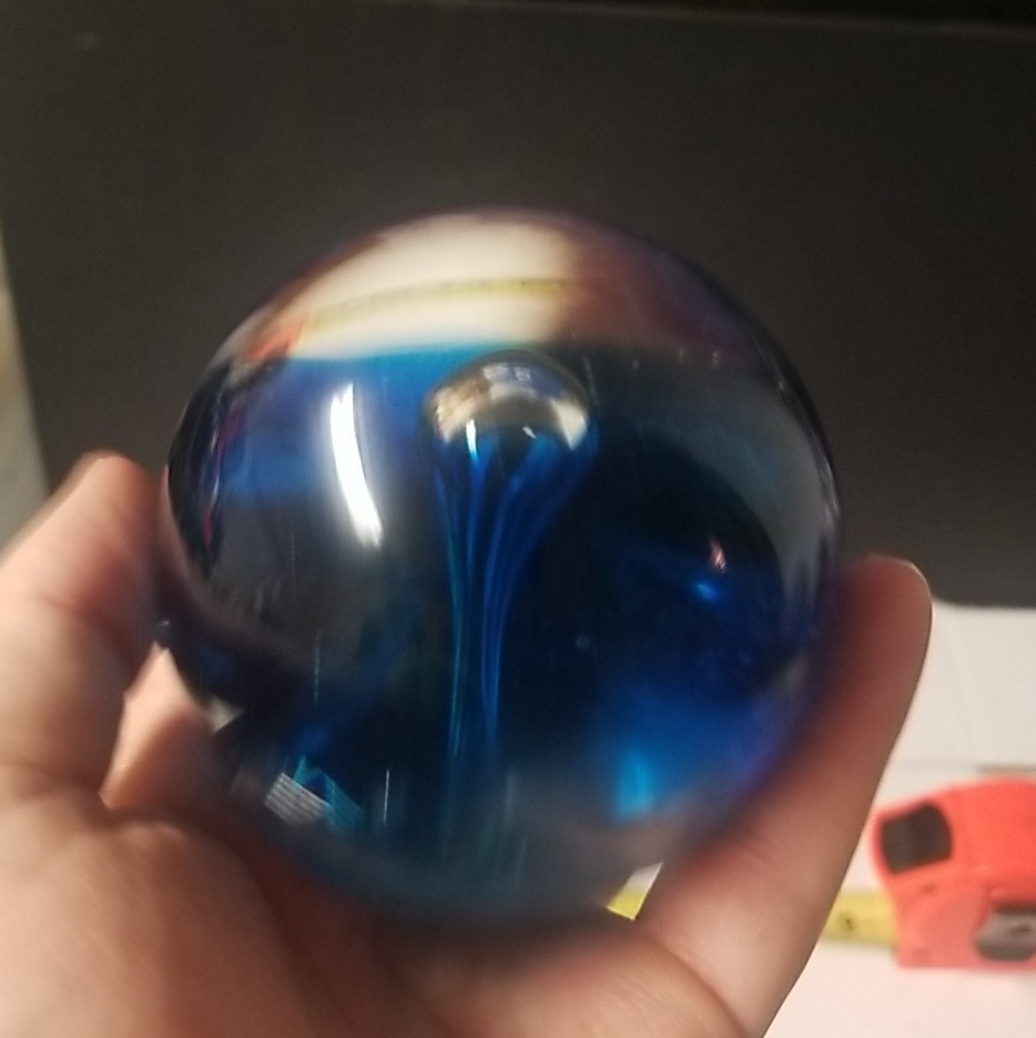 Vintage Glass Ball Blown Paperweight Blue Bubble Configuation 3 1/4″ **Read**