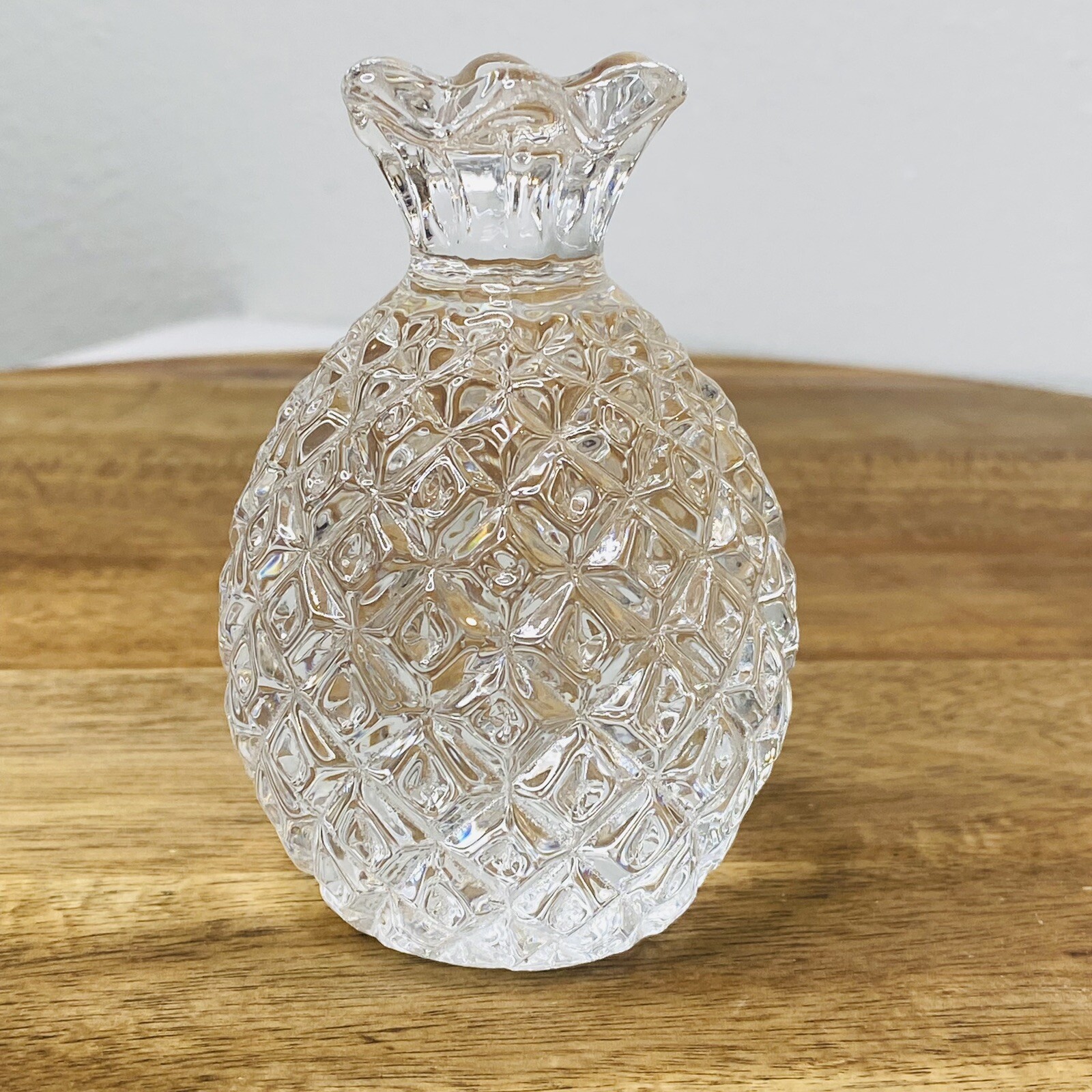 Vintage Clear Glass Pineapple Paperweight 4” tall, 1 lb 4 oz