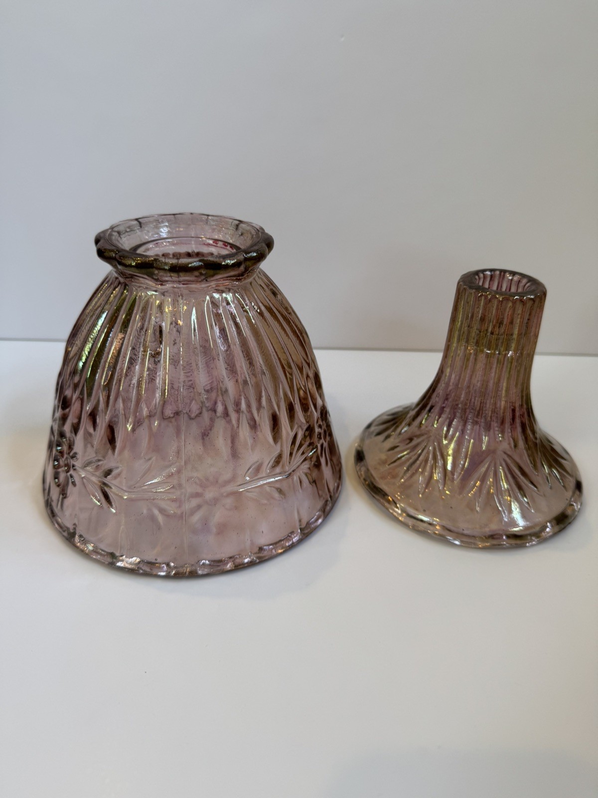 VTG Princess House Amethyst Fairy Light Lamp 2pc SHADE & BASE ONLY *READ