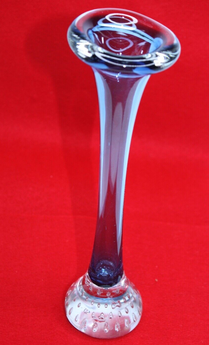 Blue Glass Vase Bullicante Bubble Scandinavian Aseda Glasbruk Jack in Pulpit