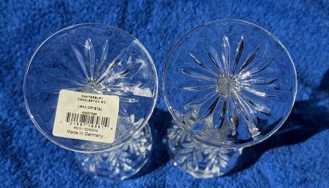Marquis by Waterford Canterbury Cut Crystal Candle Holders Set of 2 NEW WT