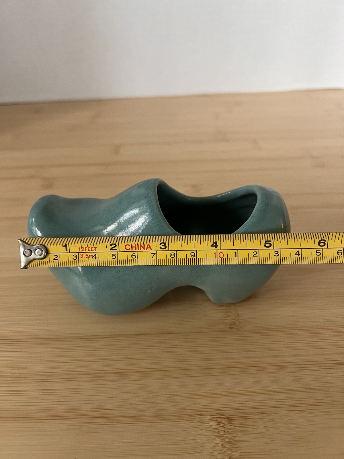 Rosemeade Pottery Aqua Blue Dutch Shoe Clog Figural Planter North Dakota Pottery