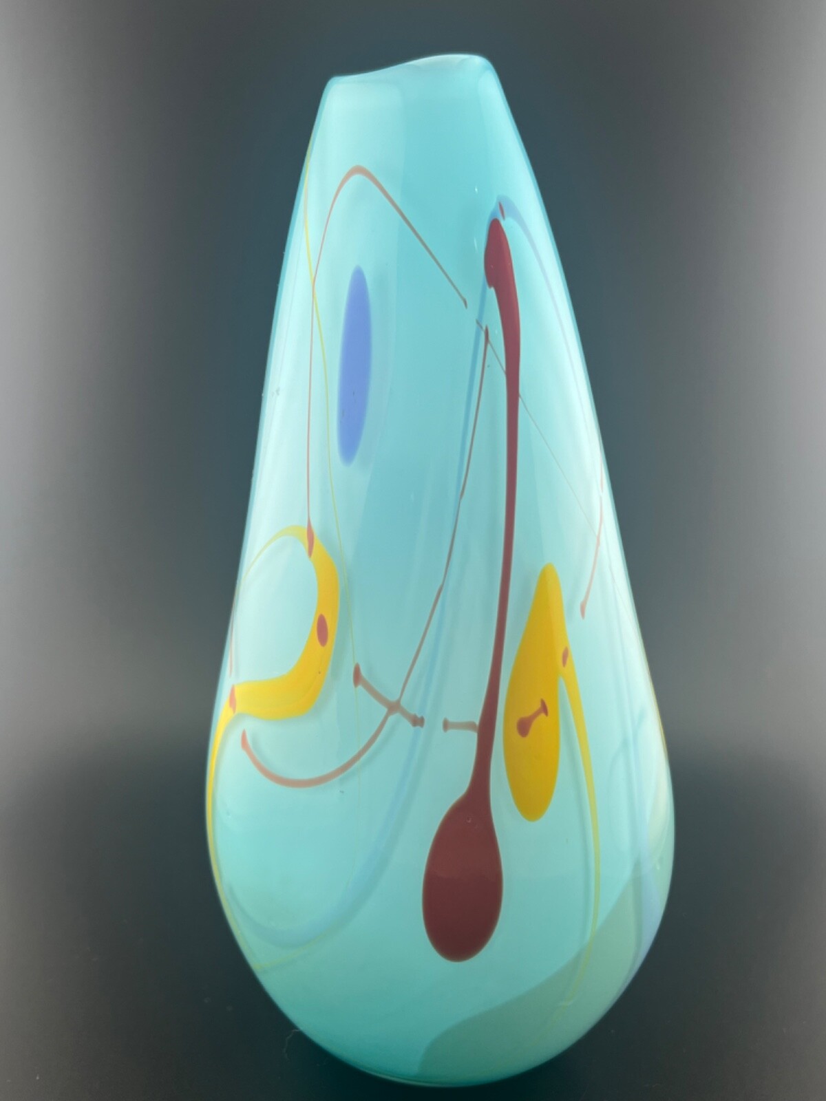 RARE Stunning SIGNED Art Deco Glass Vase. 9.5 inches tall