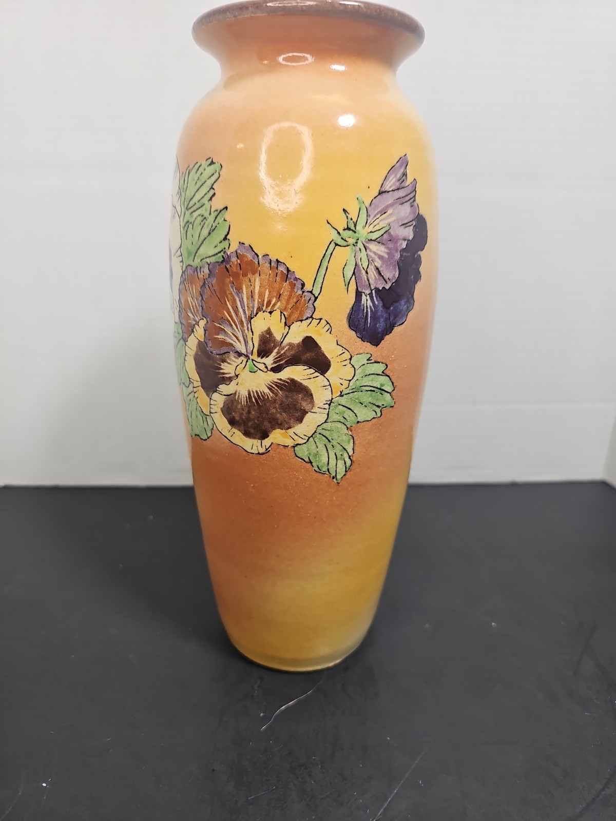 Vtg 1981 Santa Barbara Ceramic Design SBCD Vase Pansies Signed DK Dorie Knight